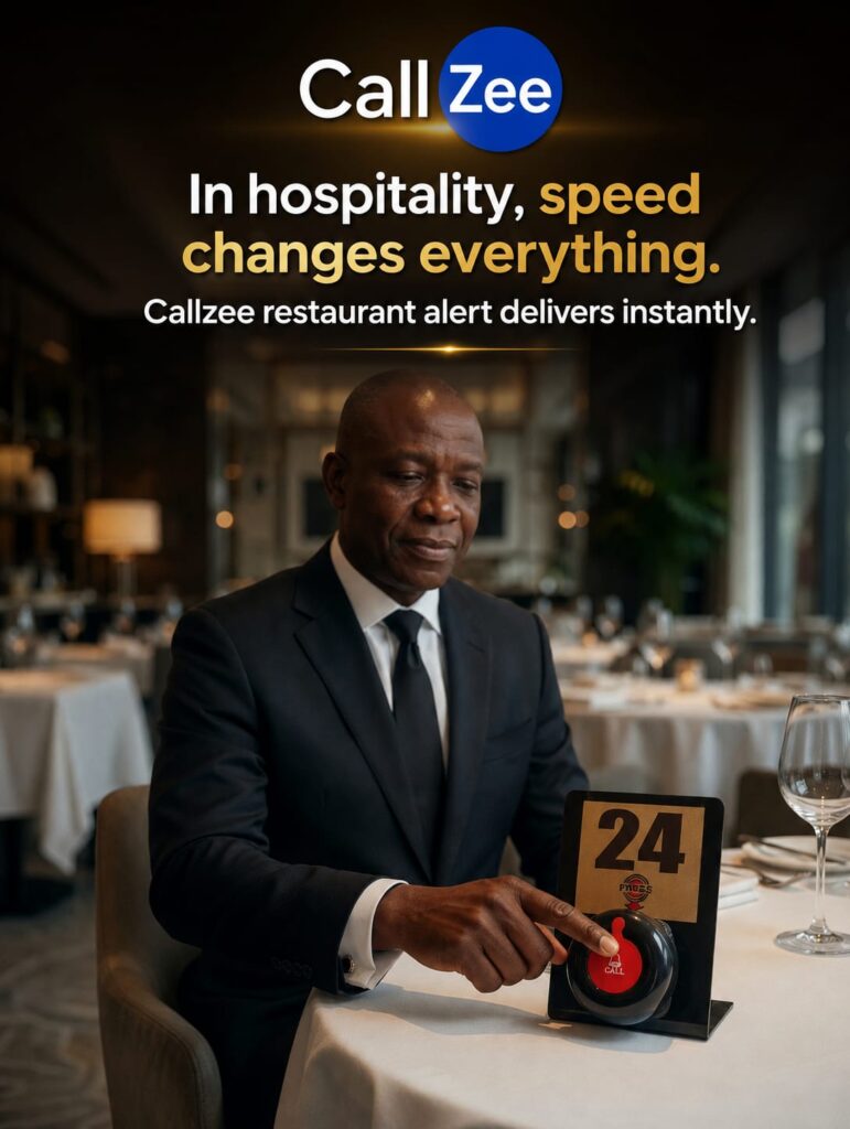 Restaurant waiter calling buzzer